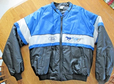 Vintage Ford Mustang Lined Jacket XL - Blue Black - Zip off Sleeves - Image 1 of 4