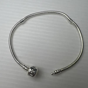 Bracciale Argento Sterling 925 Corda Cavo Momenti Perline Charm Chiusura Botte 8 Pollici - Foto 1 di 8