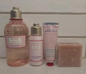 L'Occitane Rose SET - Shower Gel, Body Lotion, Hand Cream, Bonne Mer Bar (B3-J9) - Picture 1 of 13