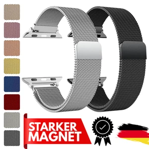 NEU Magnet Apple Watch Armband Edelstahl Milanaise 1-6 7 8 9 10 SE ULTRA Iwatch - Bild 1 von 17