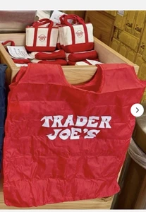 ROT Trader Joe's NEU 2 TASCHEN IN 1 CANVAS MICRO TRAGETASCHE MIT EINKAUFSTASCHE (V12) - Bild 1 von 3