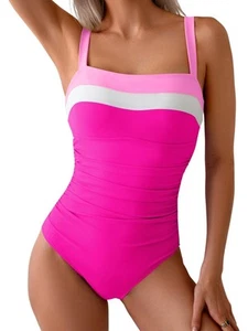 Women's One Piece Swimsuit Tummy Control Ruched Bathing Suit Full Coverage Sl... - Picture 1 of 4