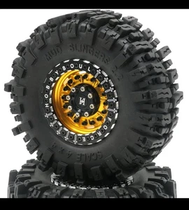 2PCS 2.2 Beadlock Wheels and Tires 124mm Tall Soft Sticky Mud Slingers tyre - Picture 1 of 3