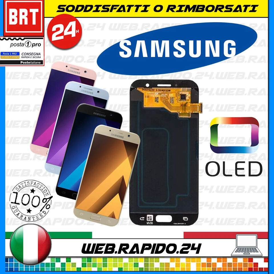DISPLAY LCD+TOUCH SCREEN OLED PER SAMSUNG GALAXY A5 2017 SM-A520 PARI ORIGINALE - Immagine 1 di 1