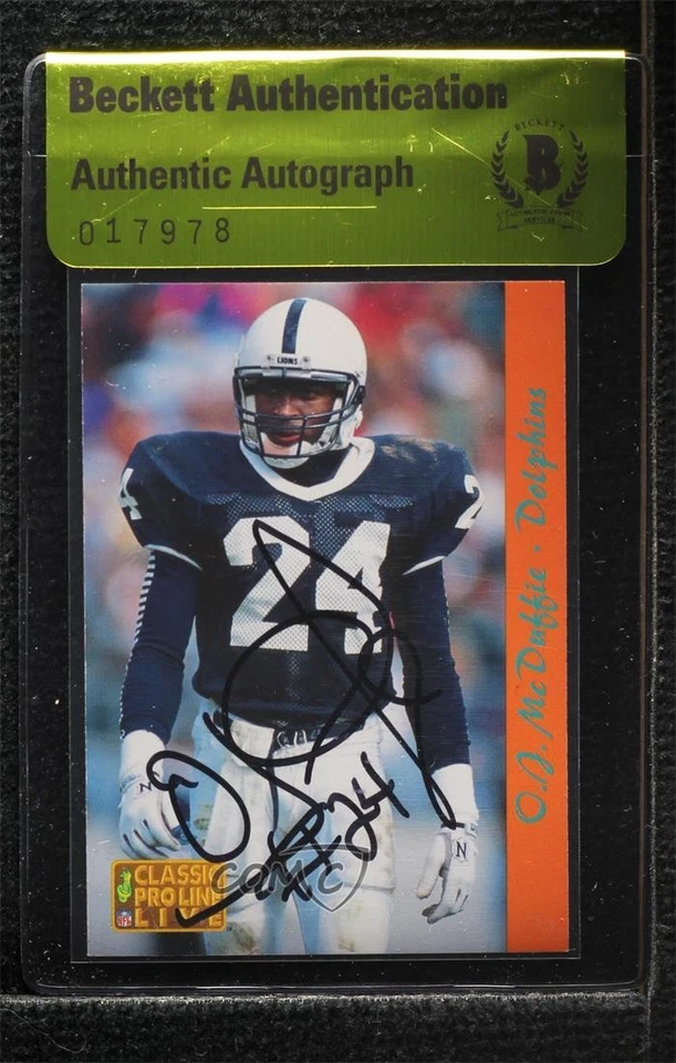 BAS 1993 Classic Pro Line Live OJ McDuffie #155 Beckett Auth Sticker Rookie RC - Image 1 of 2