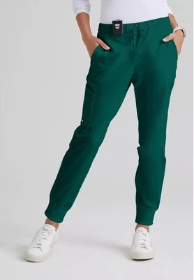c12 Grey's Anatomy Barco Classic Women's Green Kira 5-Pocket Mid-Rise Scrubs - Image 1 of 3