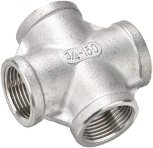 Acoplamiento de montaje de tubería fundida cruzada de 4 vías hembra de acero inoxidable de 3/4" - Imagen 1 de 2