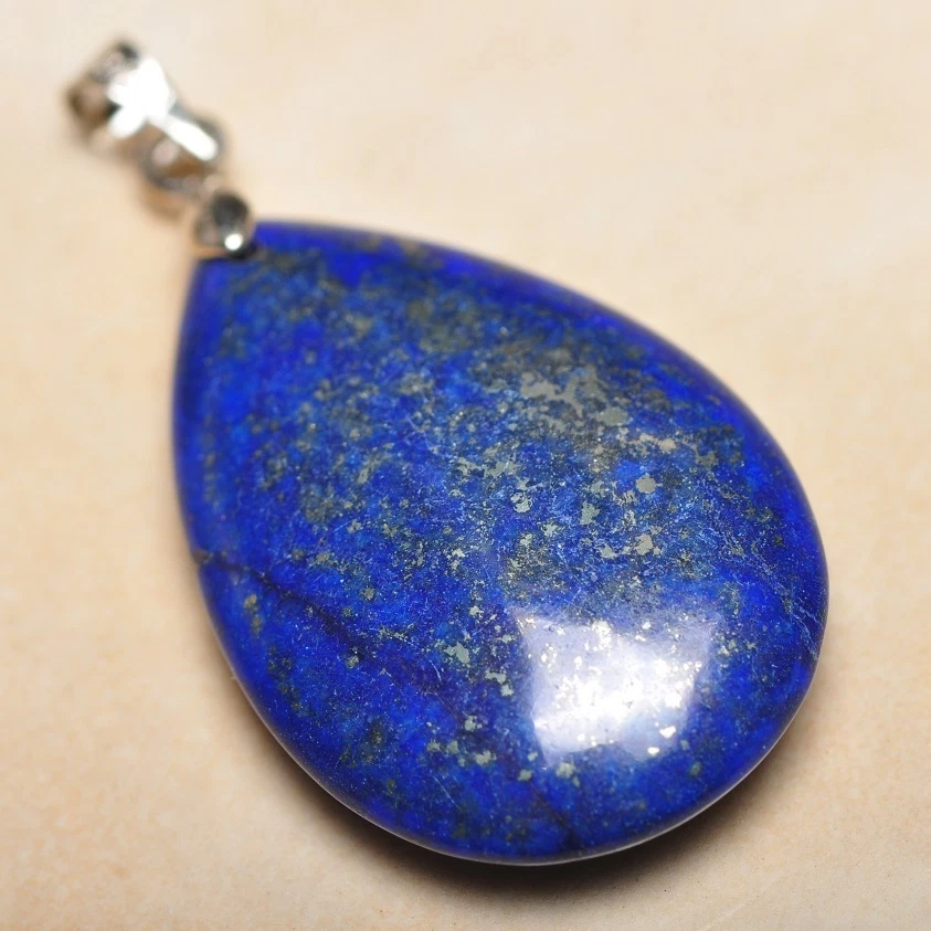Colgante de piedras preciosas naturales de jaspe lapislázuli pirita azul de 1,5" 18 quilates en peso usado #P12531 Foto 1 de 1
