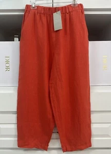 New POETRY Women’s Cropped Linen Pants Trousers VY55.14.S Orange Red UK14 / US10 - Picture 1 of 6
