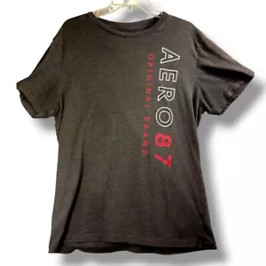 VTG 90's Aéropostale T-shirt Aero 87 Original Brand Men's Large Black/Red Skater - Picture 1 of 9