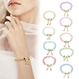 Crystal Beaded Bracelet Female Natural Stone Flower Stretch Bracelet Semi - Picture 1 of 39