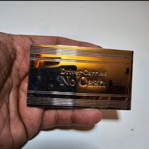 Pottery Barn Engraved Money Clip "DRIVER CARRIES NO CASH" Silver Tone Metalic - Picture 1 of 6
