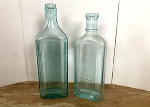 Botellas de vidrio acuático en relieve vintage aceite de hígado de bacalao Scott's del siglo XIX + Rawleighs - Imagen 1 de 10