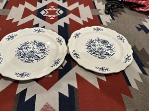 Homer Laughlin Sheffield Blue Dresden-Blue Flowers-10 1/4 Dinner Plates-Set of 2 - Picture 1 of 3