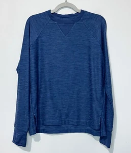 Athleta Girl Power Of She Top M 8-10 Blue Long Sleeve Thumb Holes Crew Neck Logo - Picture 1 of 10