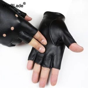 Faux Leather Gloves Kids Fingerless Gloves Mittens Children Half Finger Gloves - Picture 1 of 14