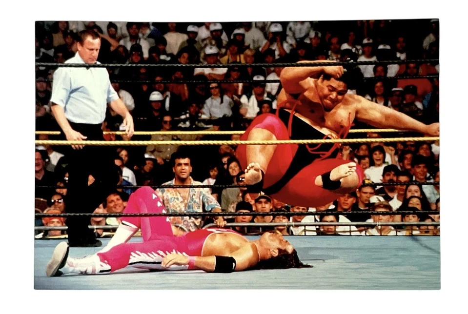 WWE BRET HART AND YOKOZUNA WRESTLEMANIA LIVE 4X6 WRESTLING PHOTOCARD #14 - Image 1 of 1