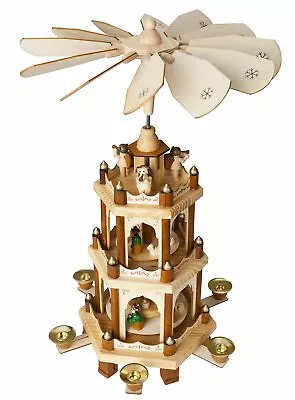 BRUBAKER Christmas Pyramid 18 Inches - Wood - Nativity Play - 3 Tier Carousel - Image 1 of 4
