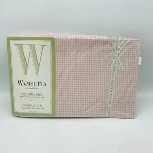 Wamsutta Gingham Pink Full Fitted Sheet 200 Thread Cottage Core Shabby - Picture 1 of 5