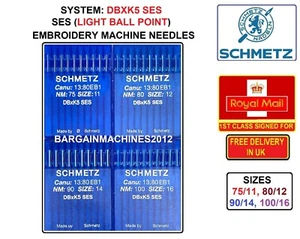 DBXK5 SES SIZES 75/11 TO 100/16 EMBROIDERY INDUSTRIAL SEWING MACHINE NEEDLES - Picture 1 of 5