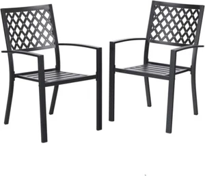 Outdoor Chairs Set of 2 Patio Dining Chairs Stackable Metal Chair Backyard Porch - Bild 1 von 11