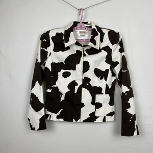 Michael Kors Jacket L  Off White Brown Long Sleeve Snap Cute - Picture 1 of 6