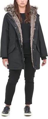 Chaqueta Parka Levi's Para Mujer Forrada de Piel Sintética con Capucha Negra XL X-LARGE EXTRA GRANDE Foto 1 de 4
