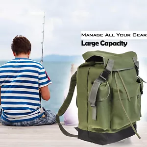 70L Large Storage Water-resistant Fishing Backpack Sling Bag Store Fishing Gear - Picture 1 of 11
