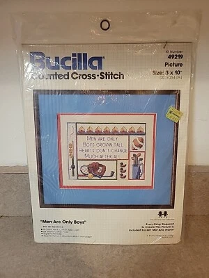 Bucilla Cross Stitch #49219 8 X 10 Fishing Rod Golf Clubs Sports New Unopened - Image 1 of 3