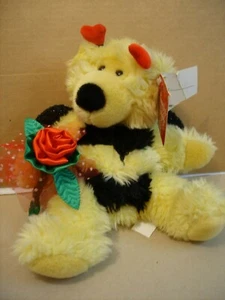Main Joy Limited Bumble Bee Teddy Bear 12'' Stuffed Plush w/Rose Bouquet - Picture 1 of 4