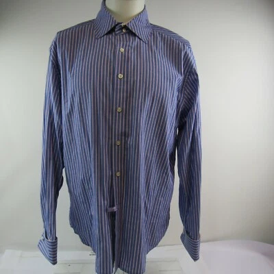 Camisa de vestir vintage Robert Graham abotonada a rayas adulto XLarge puños franceses  Foto 1 de 4