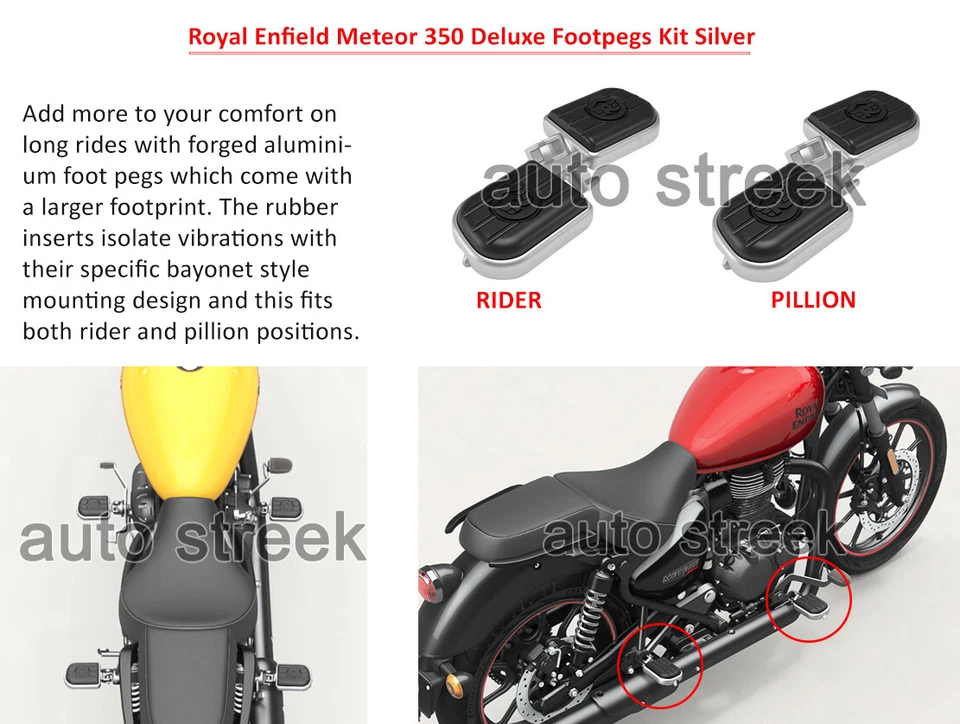 Royal ENFIELD METEOR 350 Deluxe Fußrasten Kit Silber