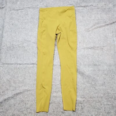 Leggings Lululemon para mujer 6 rápidos libres tiro alto 28" amarillo verde bolsillos correr gimnasio Foto 1 de 4