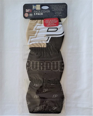 NCAA PURDUE BOILERMAKERS Reusable Cloth Face Mask Filter Insert Pocket 3PK Cover