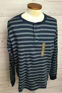 Men’s Northwest Territory Hanley Waffle Knit Shirt Size XL Blue Gray Striped NWT - Picture 1 of 8