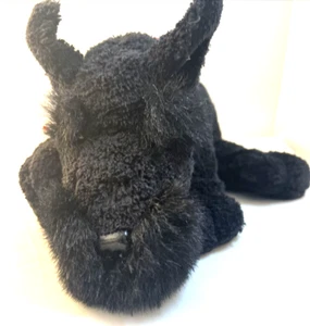 Plush Stuffed Toy 13' Black Scottie Dog Terrier with Red Ribbon Animal Adventure - Picture 1 of 7