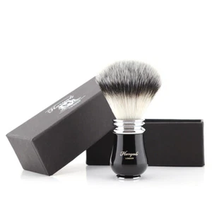 Cepillo de afeitado para hombre negro puerta bronceada pelos sintéticos puntas plateadas | cepillo barbería - Imagen 1 de 2