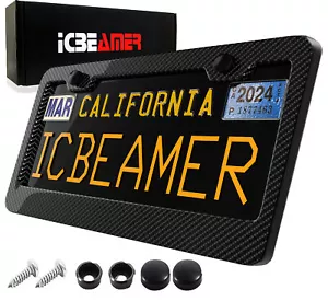 JDM 1 pc 100% REAL CARBON FIBER LICENSE PLATE FRAME HOLDER COVER FRONT/REAR L172 - Foto 1 di 6