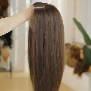Damen Braun Synthetic Hair Vorgezupft Long Straight Lace Front Wig - Bild 1 von 8