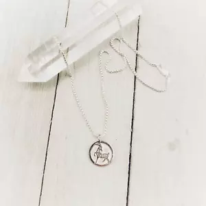 Chinese Zodiac Year of The Goat Pendant Necklace Sterling Silver - Picture 1 of 8