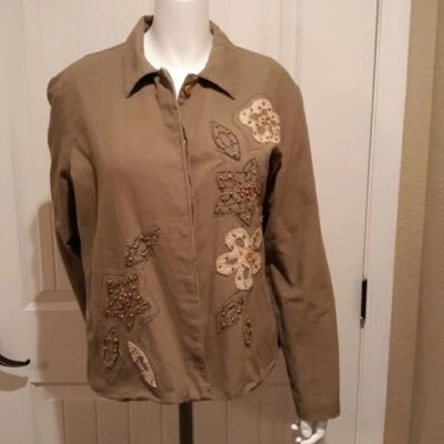 Hearts of Palm куртка женщин 16 богемное вышитый бисером кнопка спереди - Изображение 1 из 4