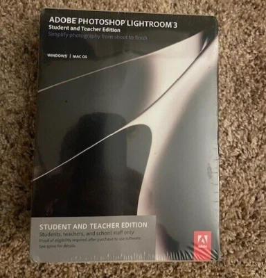 Adobe Photoshop Lightroom 3 Education Ed Student Teacher Licensing NEW SEALED - Image 1 of 4
