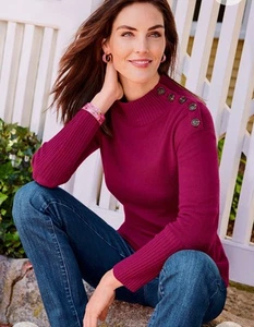 Nuevo con etiquetas Suéter Talbots Mezcla Algodón Para Mujer XS Cuello Botón Manga Larga Pullover - Imagen 1 de 5