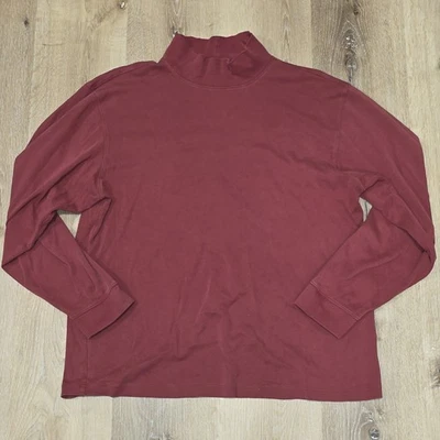 LL Bean Shirt Womens Large Red Mock Neck Turtleneck Long Sleeve Cotton Solid - Image 1 of 4