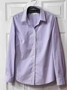 Blusa Camisa Banana Republic Sin Hierro Ajustada Talla 14 Manga Larga Púrpura Rayas - Imagen 1 de 11