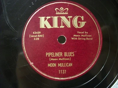 MOON MULLICAN- 78rpm - COUNRTY/ROCKABILLY-KING #1164 -PIPELINER BLUES/SUGAR BEET - Image 1 of 2
