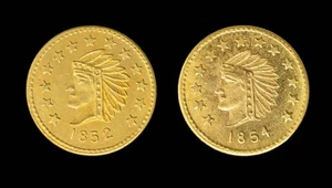 1852 & 1853 California 1/2 Brass Token Uncirculated  - Picture 1 of 3