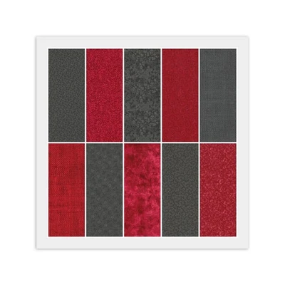 柔软黑色和红色,100% 棉织物 - 10 脂肪四分之一或 20 条果冻卷 — 第 1/4 张图片