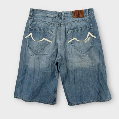 Pantalones Cortos Ecko Unltd Para Hombre 38 Calce Suelto Azul Denim Hip Hop Y2K Grunge Bordados Foto 1 de 4