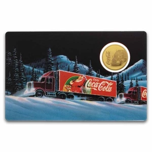 Coca-Cola® 1/1000 oz Gold Holiday Caravan Coin in Card - Picture 1 of 3
